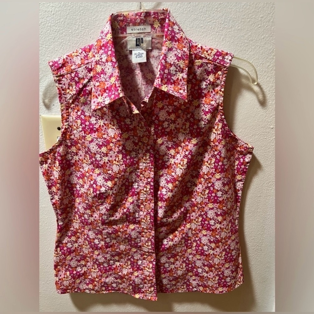 GAP Floral Sleeveless Blouse - Pink and White